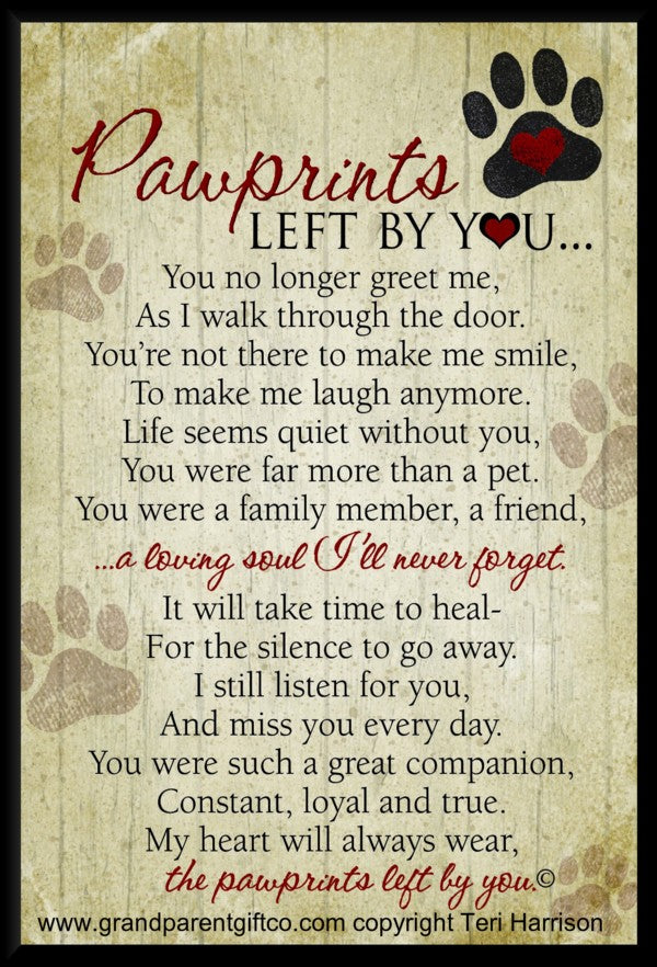 Pet Loss Poem Pawprints Left by You The Orange SliceThe Orange Slice